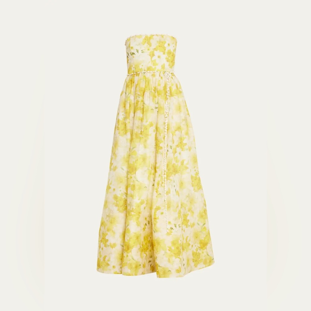 ZIMMERMANN WONDERLAND SHELL EMBELLISHED SILK BLEND GOWN YELLOW